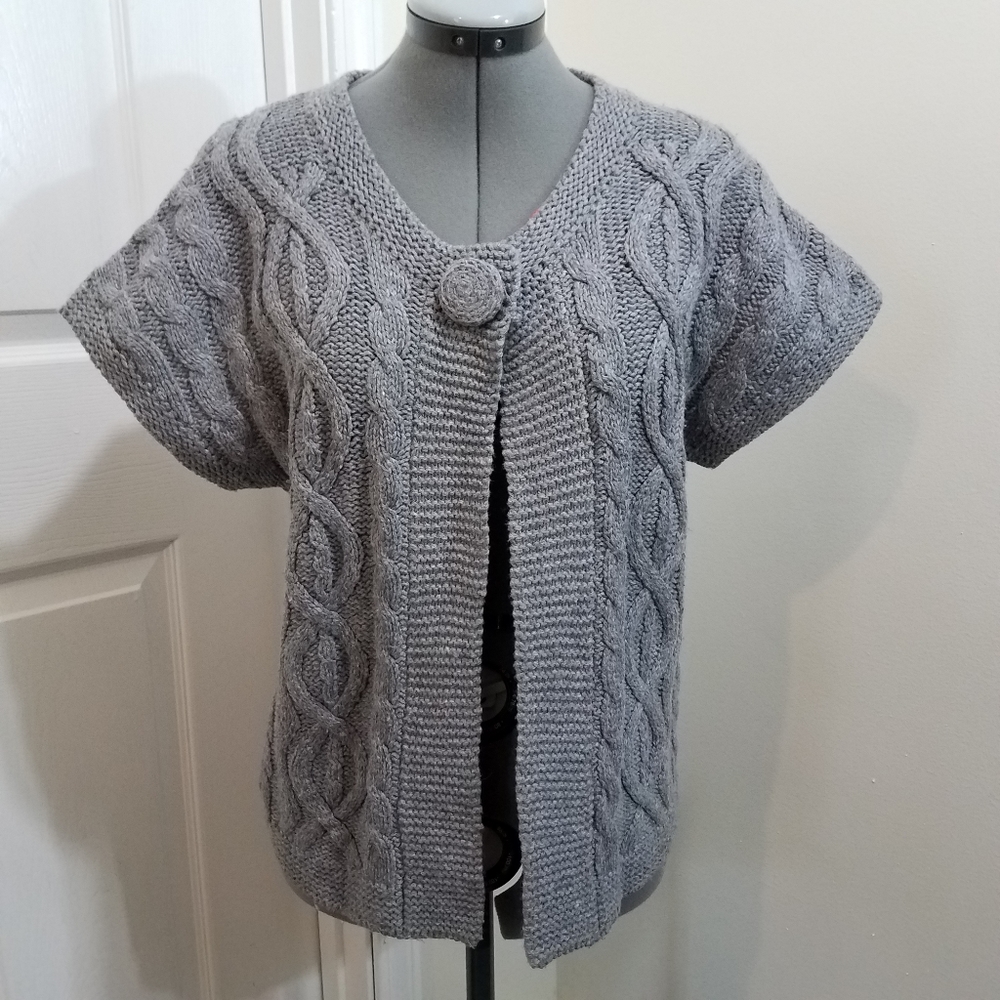 LAST CHANCE Zara gray chunky knit cottagecore wool cardigan S - Picture 2 of 7